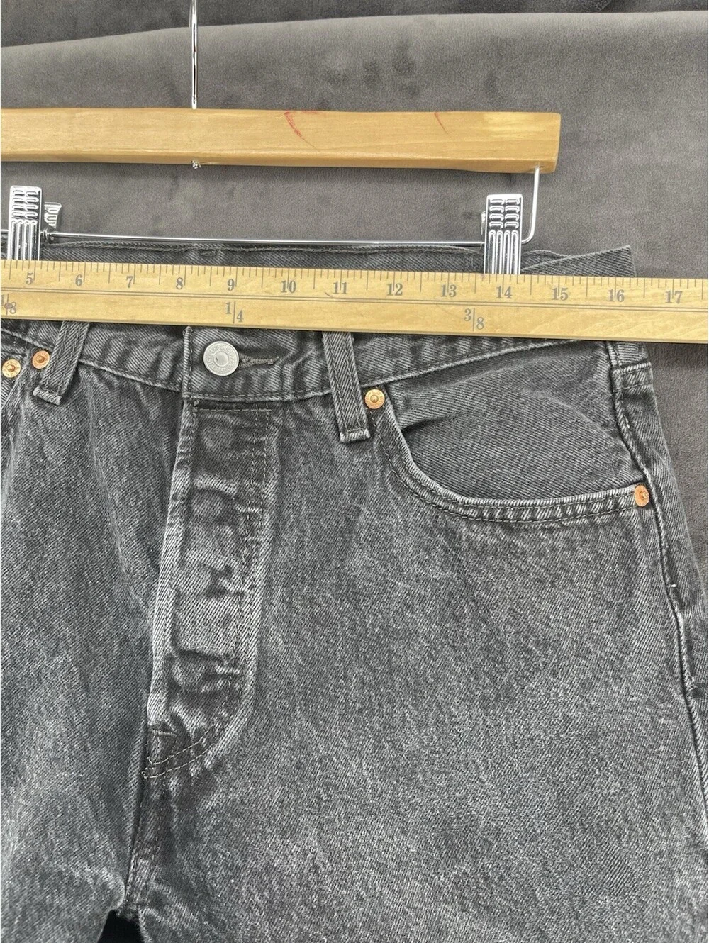 Levi’s 501 Men’s 34x34 Black Gray Jeans Straight Leg Vintage Classic
